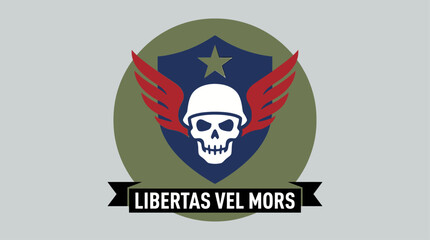 Libertas Vel Mors emblem with skull and wings. © Abhinaya Project