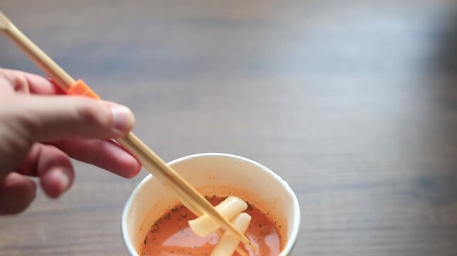 traditional Korean tteokbokki spicy rice cakes with gochujang sauce