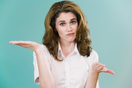 Portrait of a mid adult woman looking confused