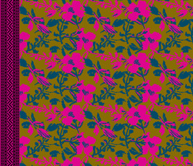 Obraz premium Digital Textile allover with beautiful solid flower light mix background with boarder