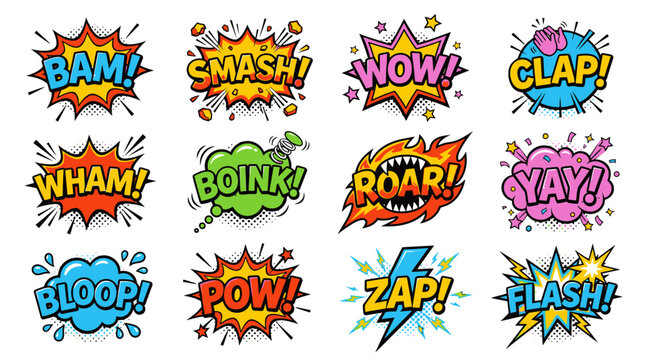 Pop art comic bubbles featuring BAM and WOW expressions.