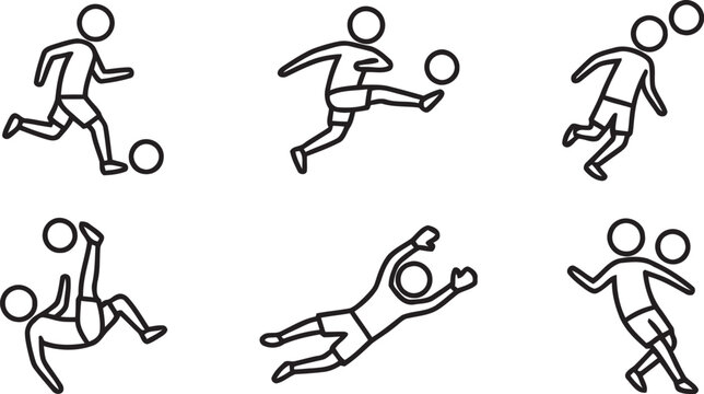 Line art illustrations of people in various athletic poses and activities