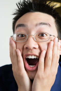 Portrait of a surprised mid adult man