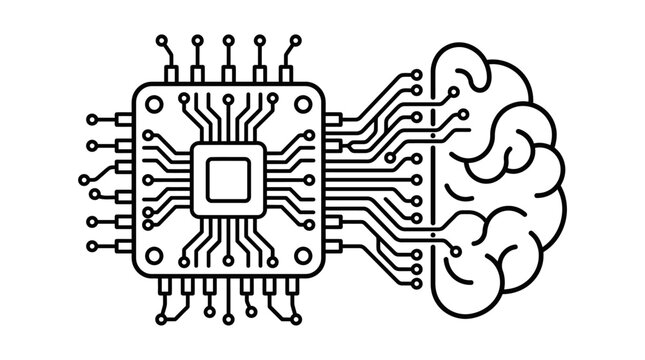 Large computer processor connected to a brain by wires.