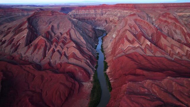 Raplee Ridge Anticline from an aerial drone perspective in southeastern Utah.