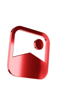 Photo Gallery Icon 3D Rendering Coral Pink Media