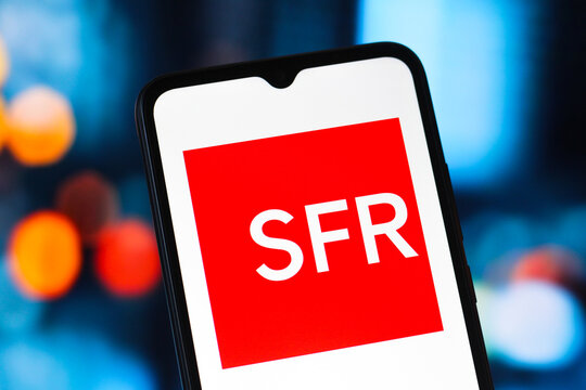 In this photo illustration, the SFR (Soci&eacute;t&eacute; Fran&ccedil;aise du Radiot&eacute;l&eacute;phone) logo is seen displayed on a smartphone screen.
