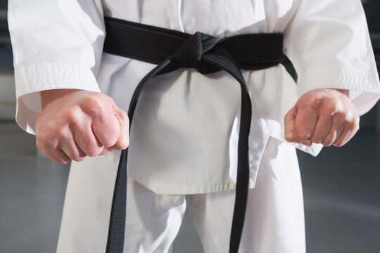 Man practicing karate