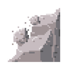 Fototapeta premium Landslide Rockfall On Cliff Pixel Art