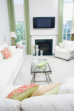 High angle view of interior of a living room
