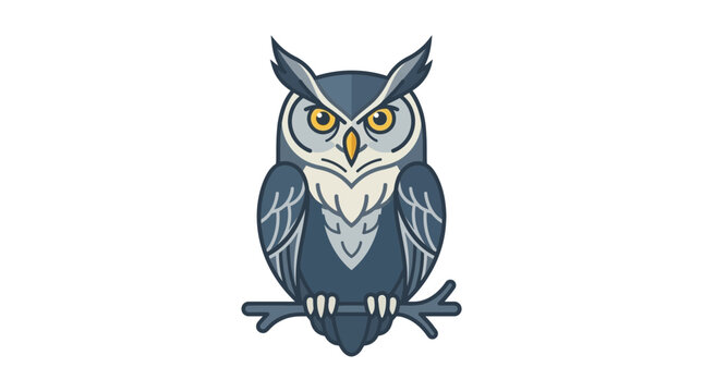 Wise Owl Perched on a Branch Illustration.