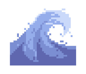 Obraz premium Wave Crashing With Spray Pixel Art
