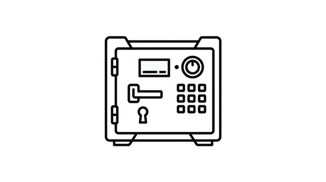 Modern digital safe with keypad and lock mechanism.