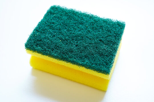 Scouring pad kitchen sponge for cleaning, isolated cutout design asset
