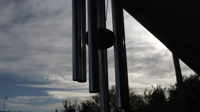 A pleasant sounding set of tuned wind chimes in the breeze