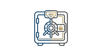 Fototapeta premium Secure safe with diamond and lock icon representing security.