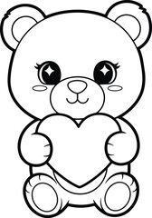 Obraz premium Cute cartoon teddy bear holding heart