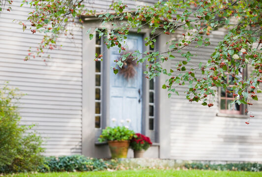 Closed door of inn