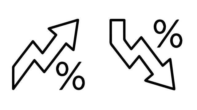 Percentage growth and decline icons showing business finance market trends profit loss economic development concept with percentage, business