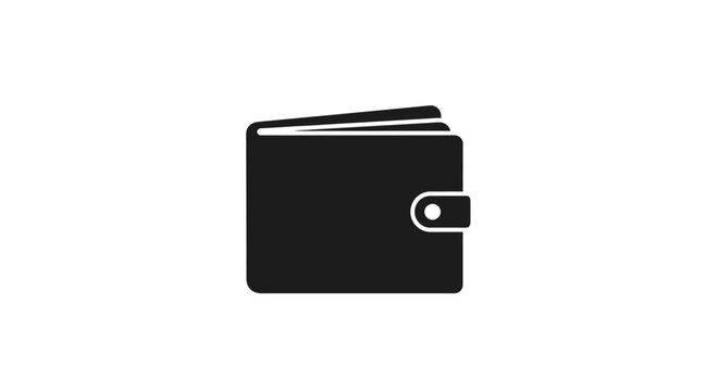 Black wallet icon on white background. Minimalist symbol for finance, money, and payment.
