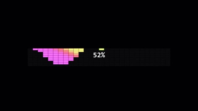 Colorful Pixelated Loading Progress Bar with Percentage Counter Animation on Black Background