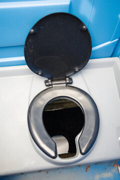 A commode in a camping toilet