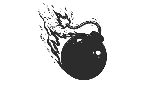 Exploding Bomb with Flames