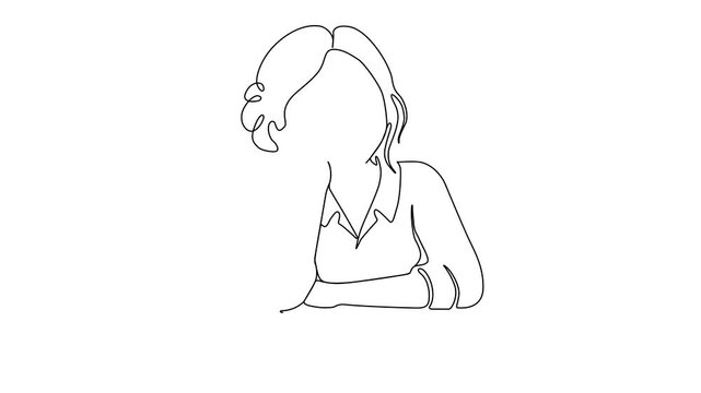 One Line Illustration of a Thoughtful Woman