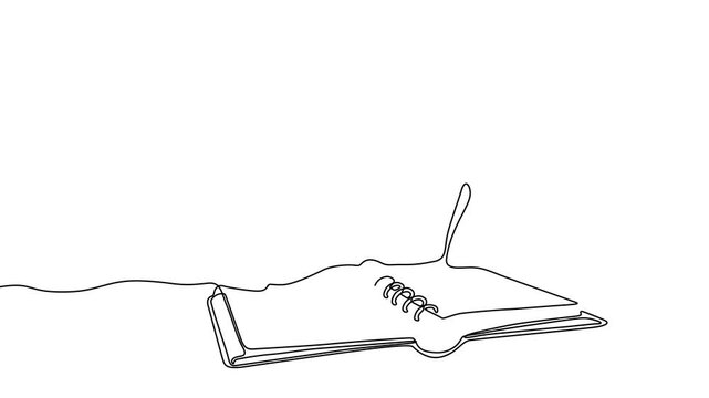 One Line Illustration of a Man Writing in a Notebook