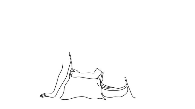 One Line Illustration of a Woman Sitting with Her Child