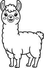 Naklejka premium Smiling cartoon alpaca standing upright