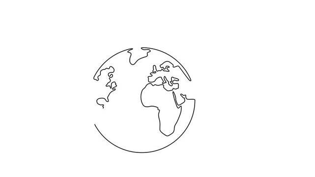 One Line Illustration &ndash; Earth Globe and Airplane Travel Love Concept
