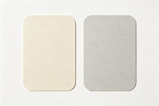 Minimalist blank rounded corner business card mockup template on clean white background with realistic paper texture, idea for branding presentation
