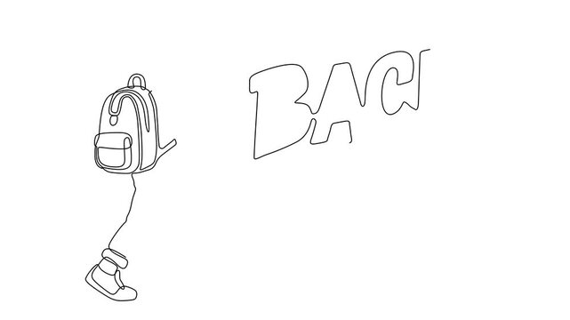 One Line Illustration of a Student Walking to School &ndash; Back to School Concept