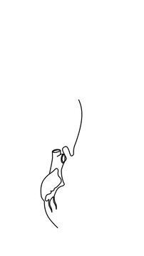 One Line Illustration of Heart and Brain Balance Concept