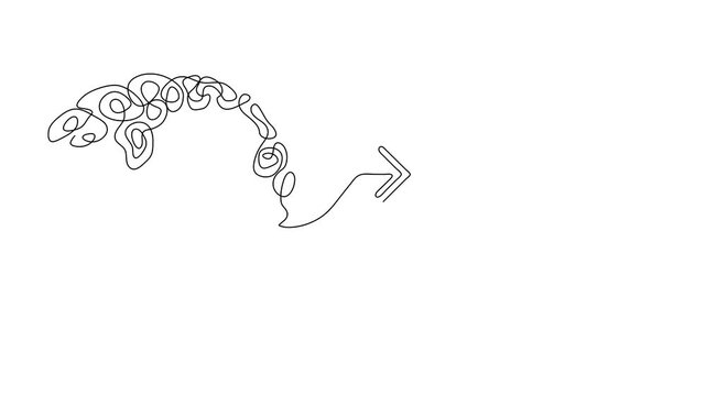 One Line Illustration of a woan Pointing Toward Copy Space