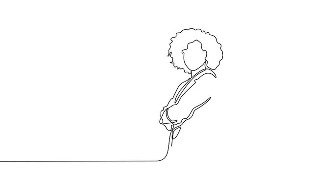 One Line Illustration of a Businessman and Woman Posing Together