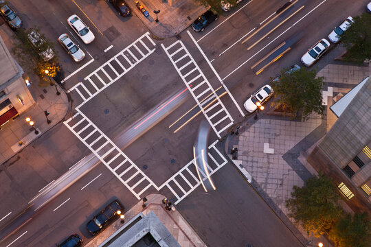 High angle view of intersection of Berkeley Street and St. James Avenue
