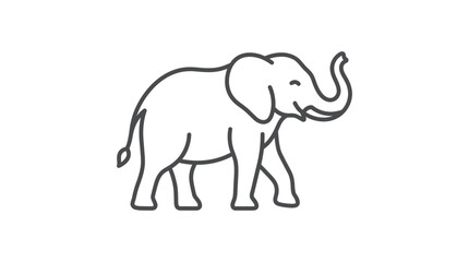 Fototapeta premium Stylized elephant icon with raised trunk line art.