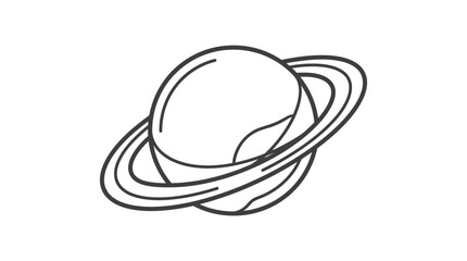Minimalist ringed planet space icon line art drawing. © ZAHZI