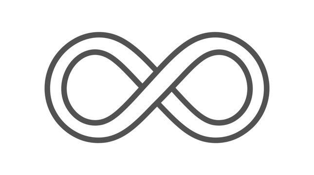 Grey infinity loop icon for continuous process representation.