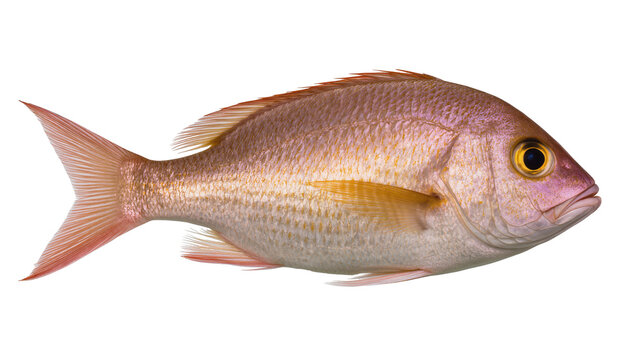 Pink snapper fish with yellow fins and scales