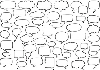 Fototapeta premium Collection of various comic book style speech bubbles and thought clouds for creative projects