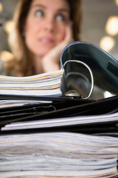 View of a woman depressed with workload