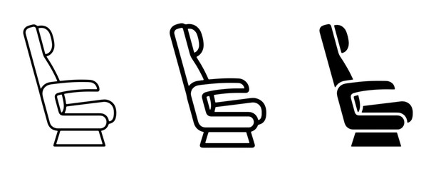 Obraz premium Airplane Seat Icons, Travel Seating Vector Graphics, Aviation Comfort Symbols