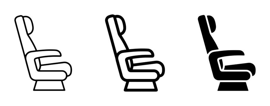 Airplane Seat Icons, Travel Seating Vector Graphics, Aviation Comfort Symbols