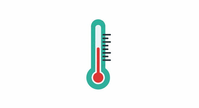 A simple, flat icon of a thermometer showing a moderate temperature reading