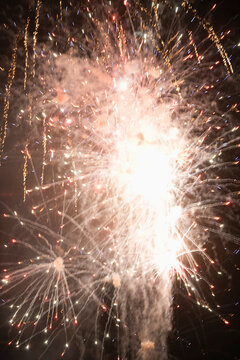 View of fireworks glittering in the sky