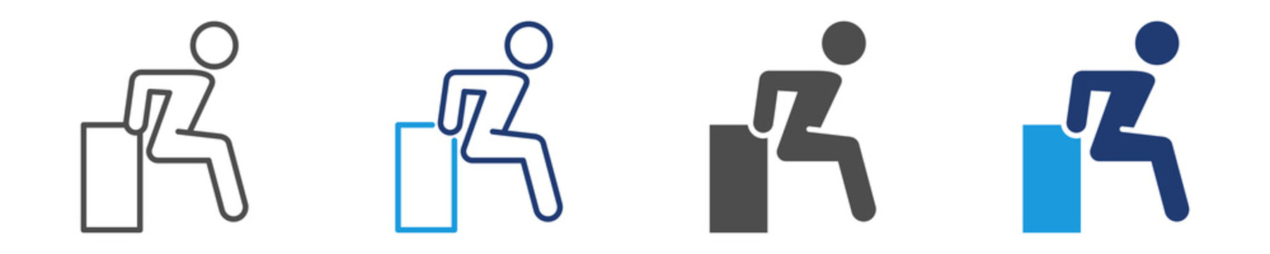 triceps dip icon set multiple style