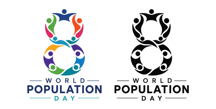 World Population Day Multicultural People Circle Awareness Logo Vector